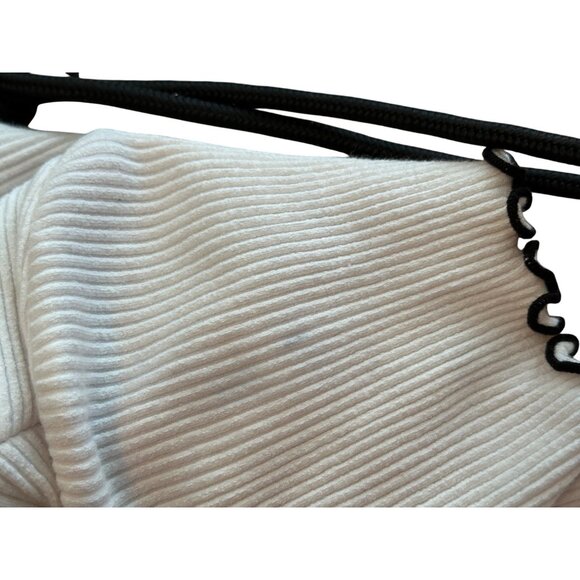 Zara White Ribbed Knit Short Sleeve Mini Dress With Black Ruffled Edges S READ - Picture 8 of 8